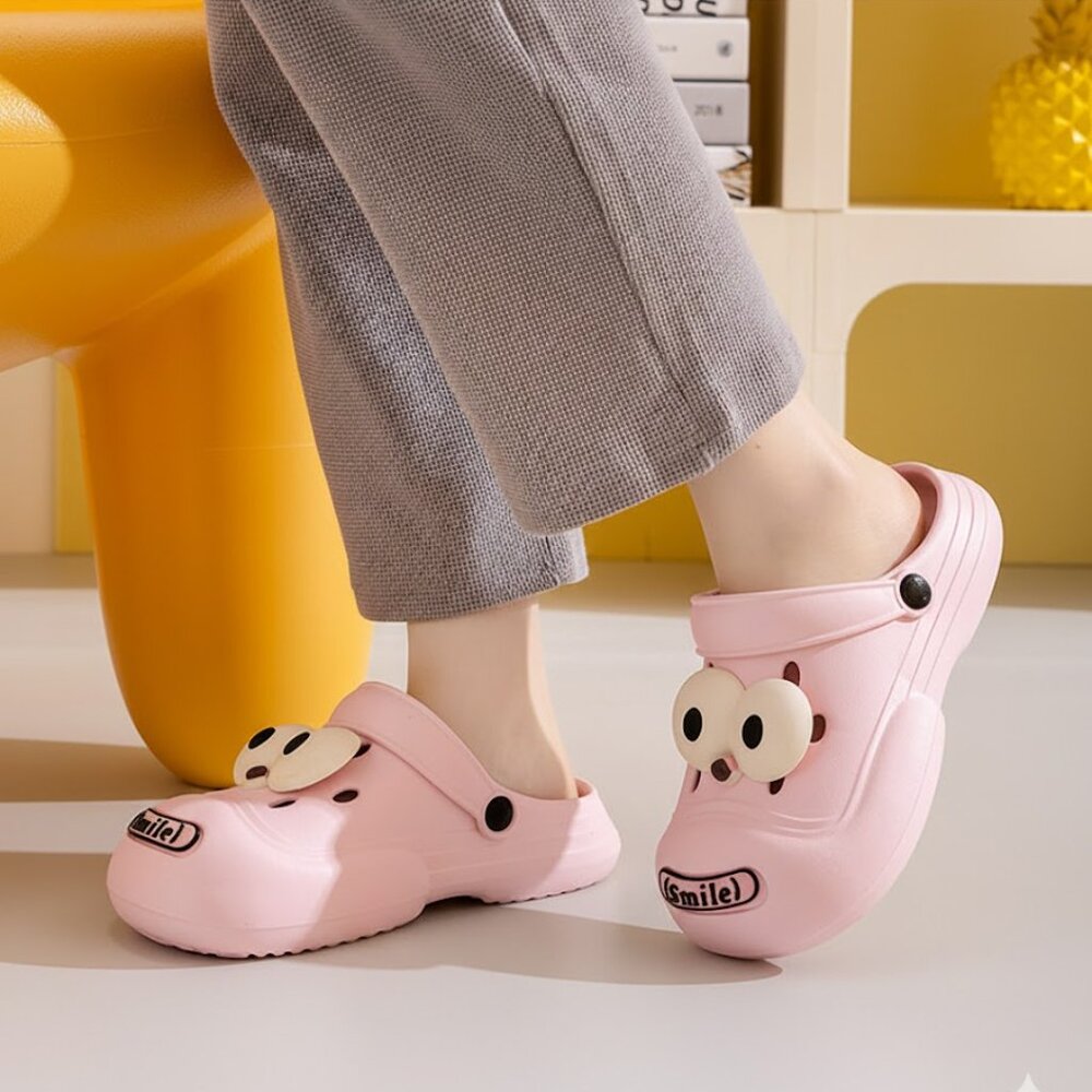 Fun and stylish clogs with large eyelets: comfortable, height-increasing!!PINK - Picture 4 of 6